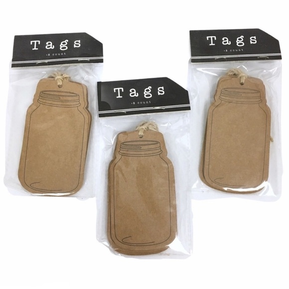 GIFT TAGS Ball Mason Jar Kraft Paper String 24 NWT Baby Bridal Shower Wedding - Picture 1 of 5